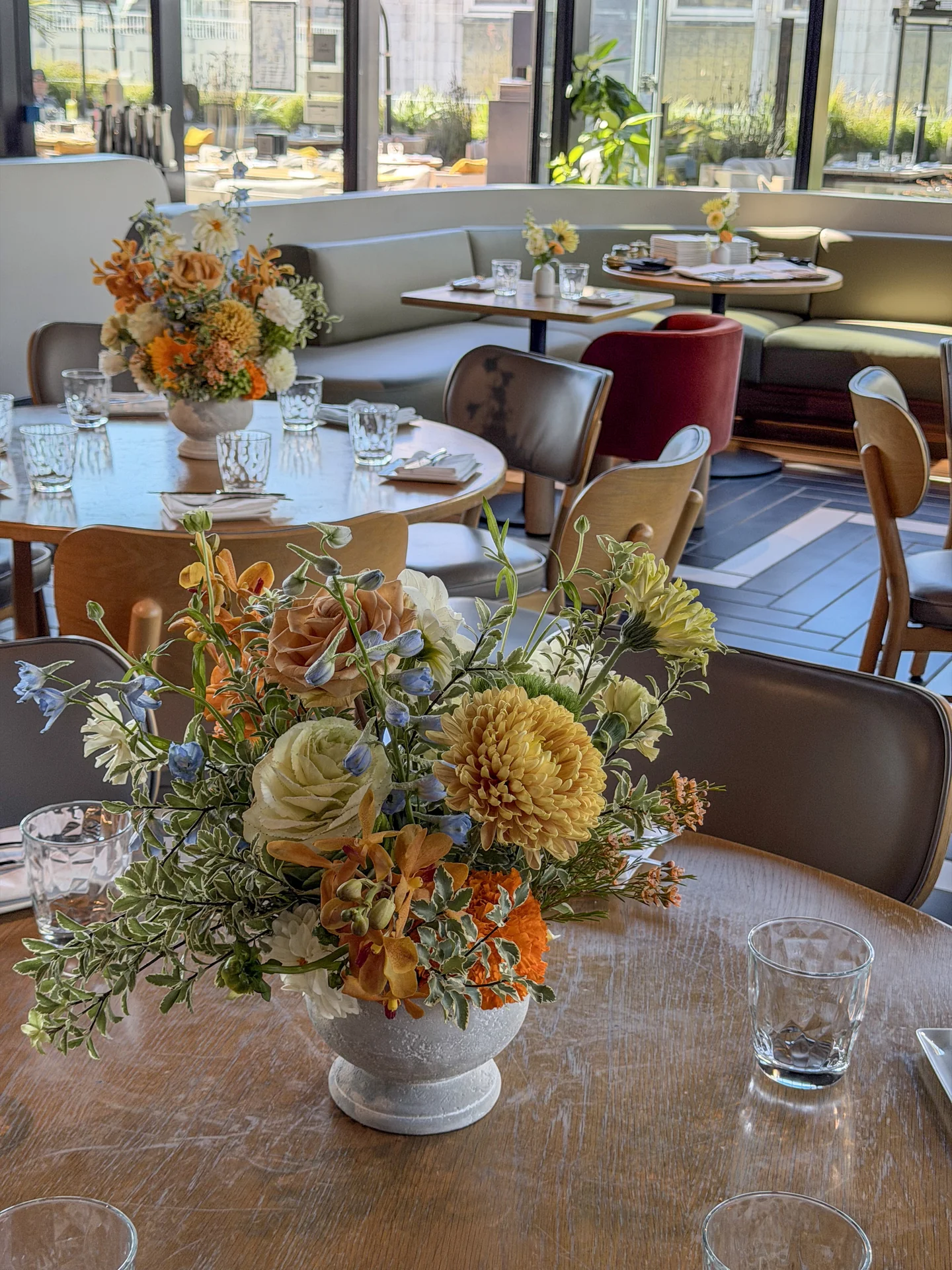 Baby shower table with floral centerpiece at Bloom Baby Shower