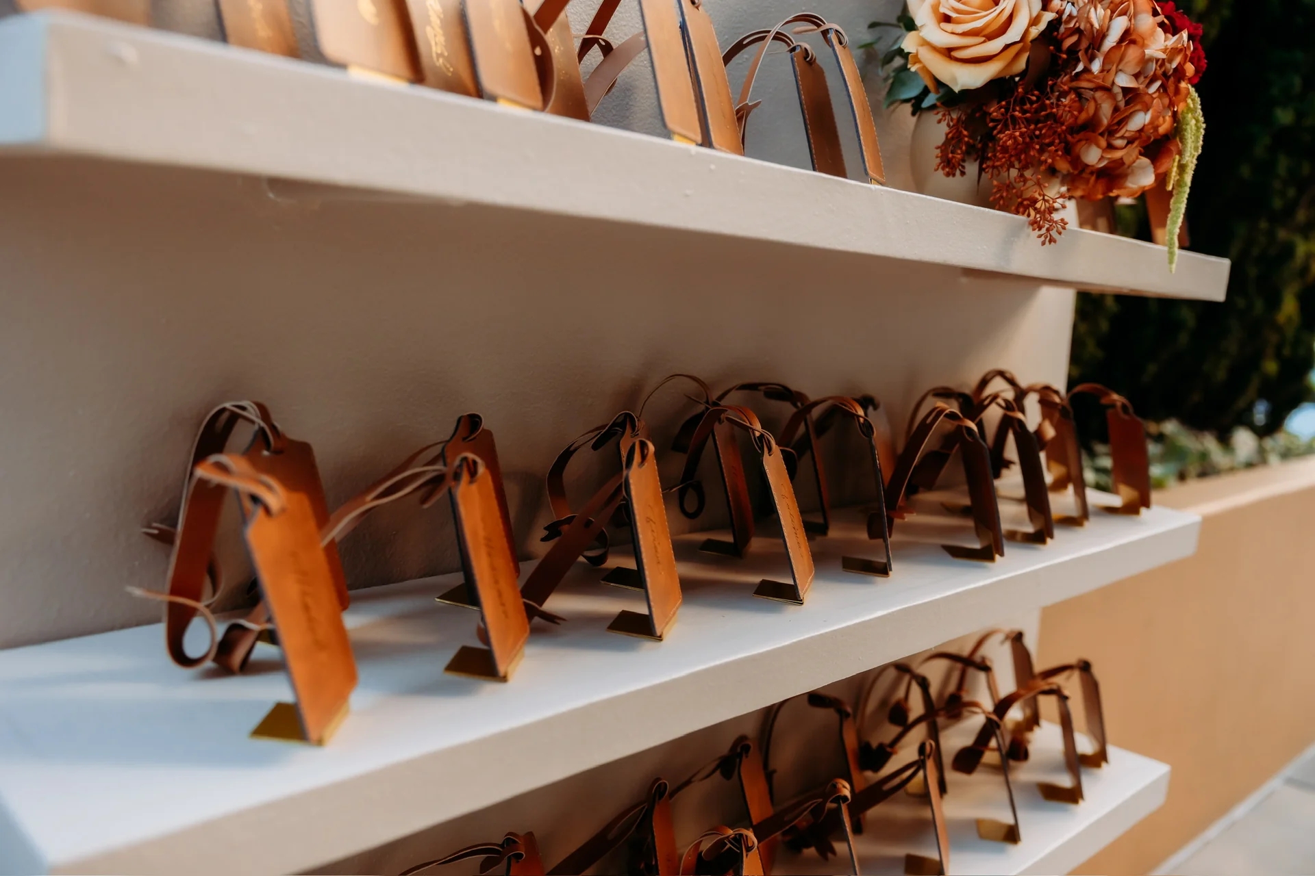 Guest gifts arranged on shelves at Deena 40th Birthday