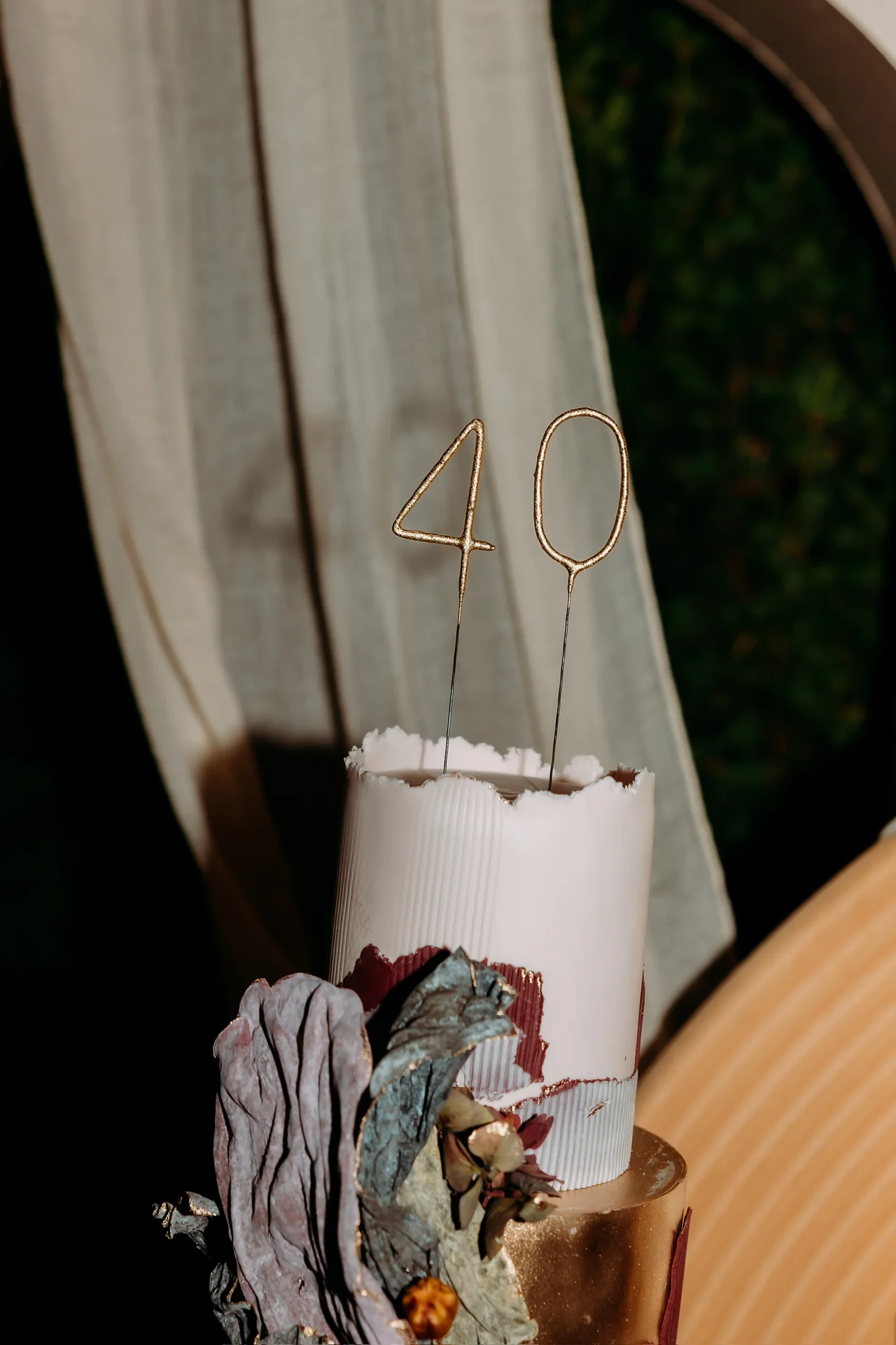 Birthday cake with floral details at Deena 40th Birthday